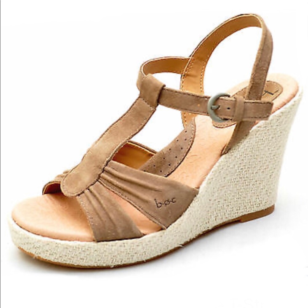 b.o.c • “Maureen” Taupe T-Strap Wedge Sandals